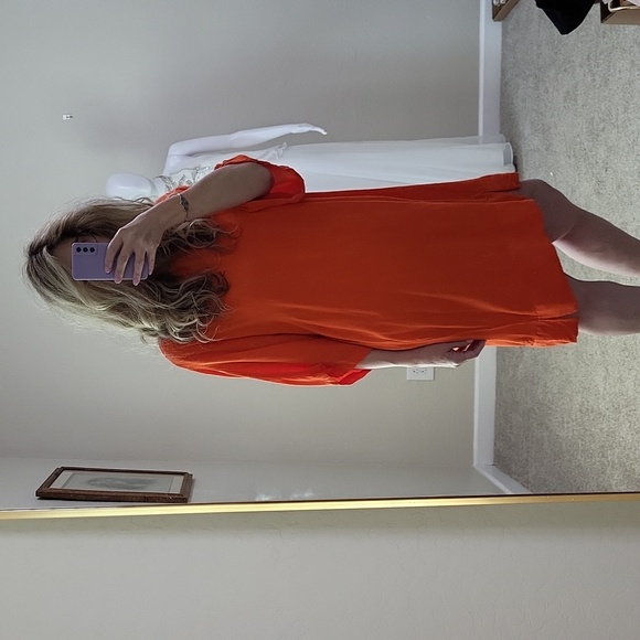 H&M Bright Vibrant Orange Sheath Shift 1/2 Sleeves Dress Plus Size Curvy Size 14 - Picture 4 of 12